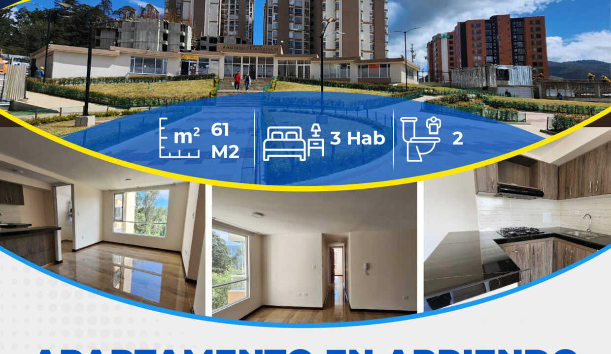 APARTAMENTO EN ARRIENDO BOSQUE DE LA COLINA 3 APTO 604 T3